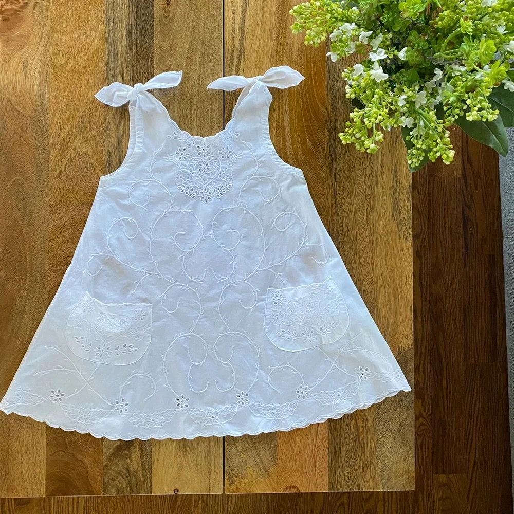 Toddler Girl Cotton Lace White Summer Shift Dress